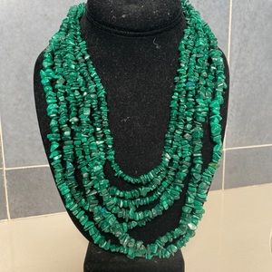 Malachite and sterling silver 7 strand necklace